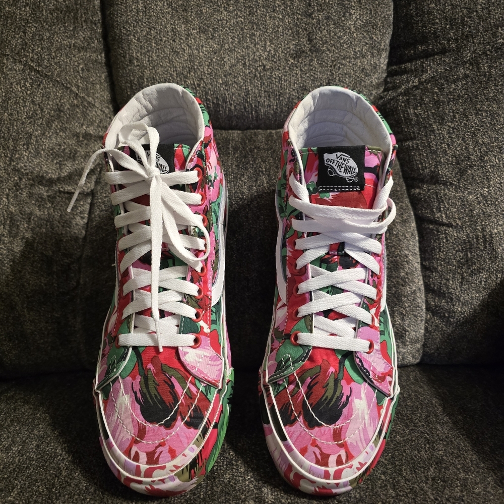 VANS X KENZO floral Red Old Sxhool Hightops. Mens 8.5 Or Womens 10! Worn Twice- - Picture 5 of 7